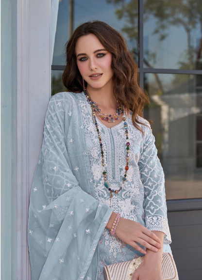 Light Blue Premium Pakistani Suits with Dupatta