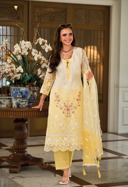 Yellow Ombre Premium Pakistani Suits with Dupatta