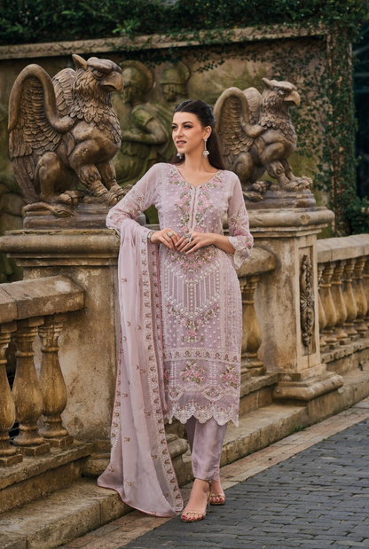 Dusty Pink Salwar Kameez Pakistani Suits with Dupatta