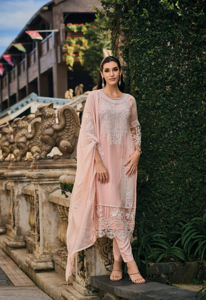 Elegant Peach Salwar Kameez Pakistani Suits with Dupatta