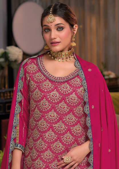 Pink Premium Pakistani Style Embroidered Salwar Suit Set