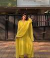 Party Wear Yellow Viscose Chikankari Kurti Set with 3D Handwork Inner included