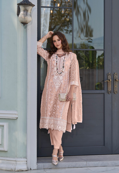 Elegant Peach Premium Pakistani Suits with Dupatta