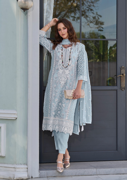 Light Blue Premium Pakistani Suits with Dupatta