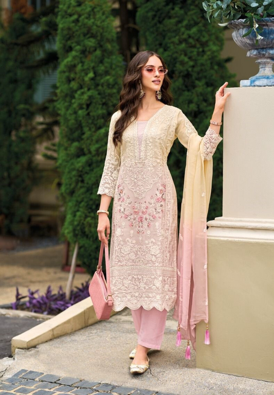 Peach Ombre Premium Pakistani Suits with Dupatta