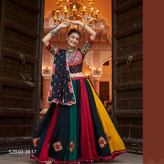 Black Multicolor Premium Navratri Chaniya Choli for Garba and Dandiya