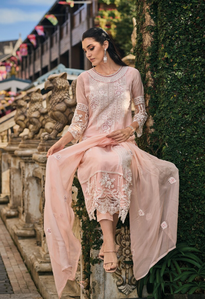 Elegant Peach Salwar Kameez Pakistani Suits with Dupatta