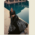 New Black Wedding Wear , Bridesmaid Lehenga Choli with Shrug