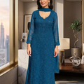 Deep Blue Ethereal Viscose Chikankari & Mukaish Work Ensemble