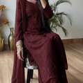 Royal Burgundy Elegant Viscose Lucknow Chikankari Handwork Ensemble (Latest)