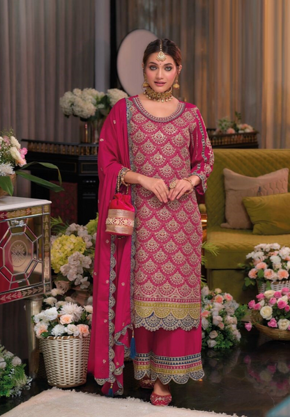 Pink Premium Pakistani Style Embroidered Salwar Suit Set