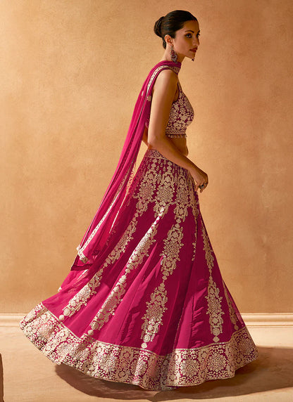 Pink Traditional Embroidery Wedding Guest Lehenga Choli