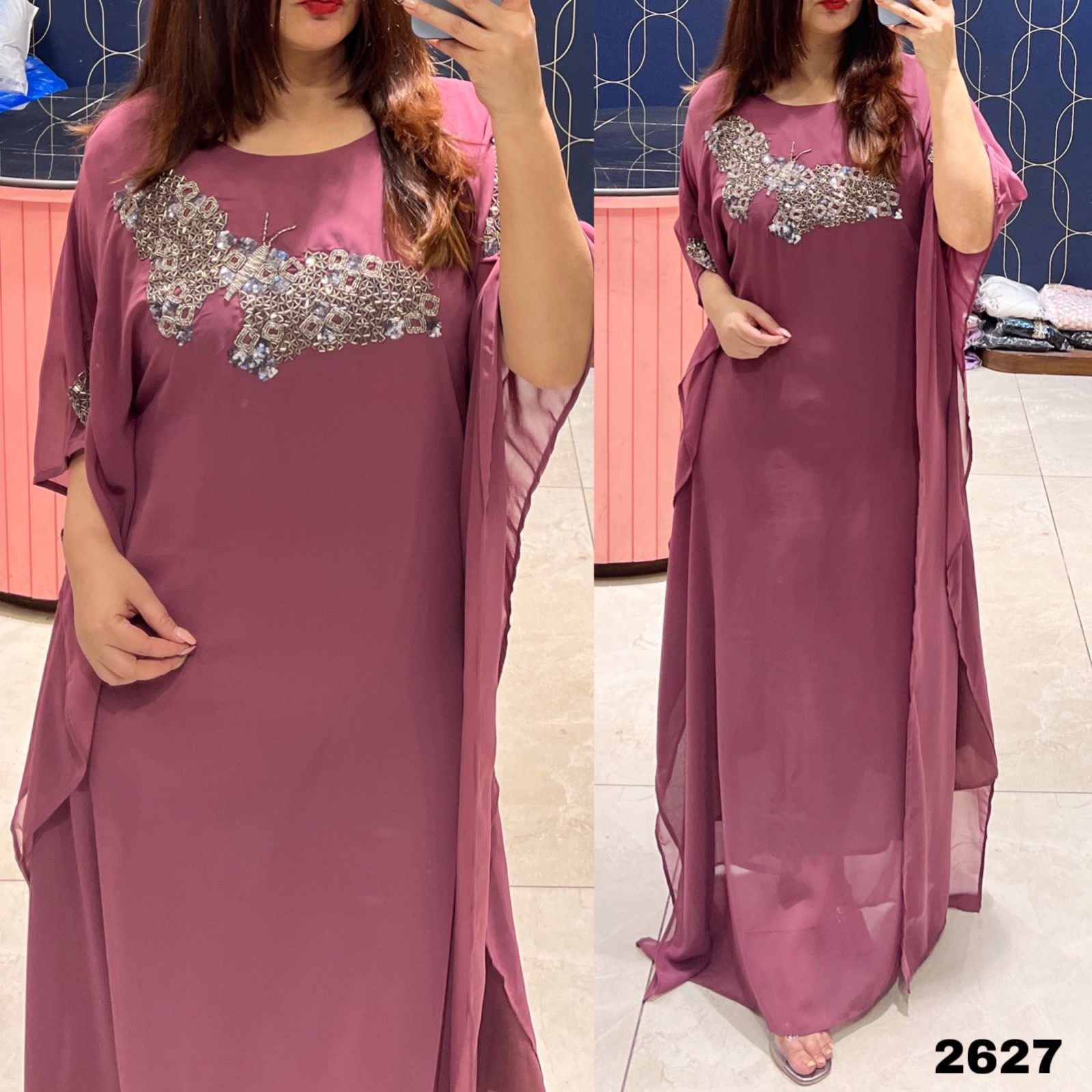 Hotfix Rhinestone Printed Caftan Kaftan Dress Jalabiya Eid Celebration –  Urgarment