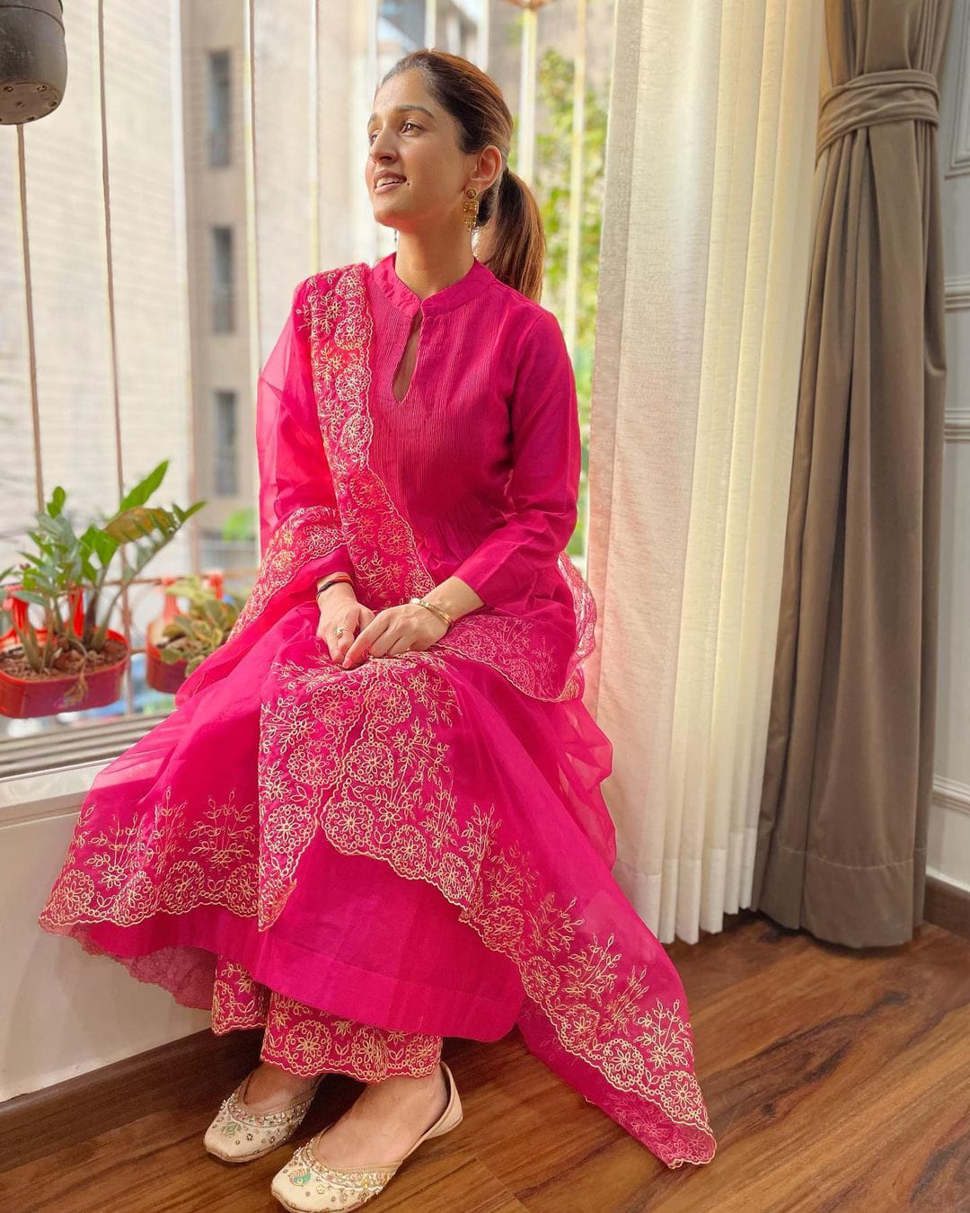 Heavy Embroidery Party Wear Women's Nyra cut Suit Pink – mahezon