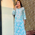 Blue Floral Lucknow Chikankari Cotton Kurta Palazzo Set