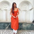 Burnt Orange Exclusive Lucknow Chikankari Pure Modal Kurti, Palazzo & Dupatta Set