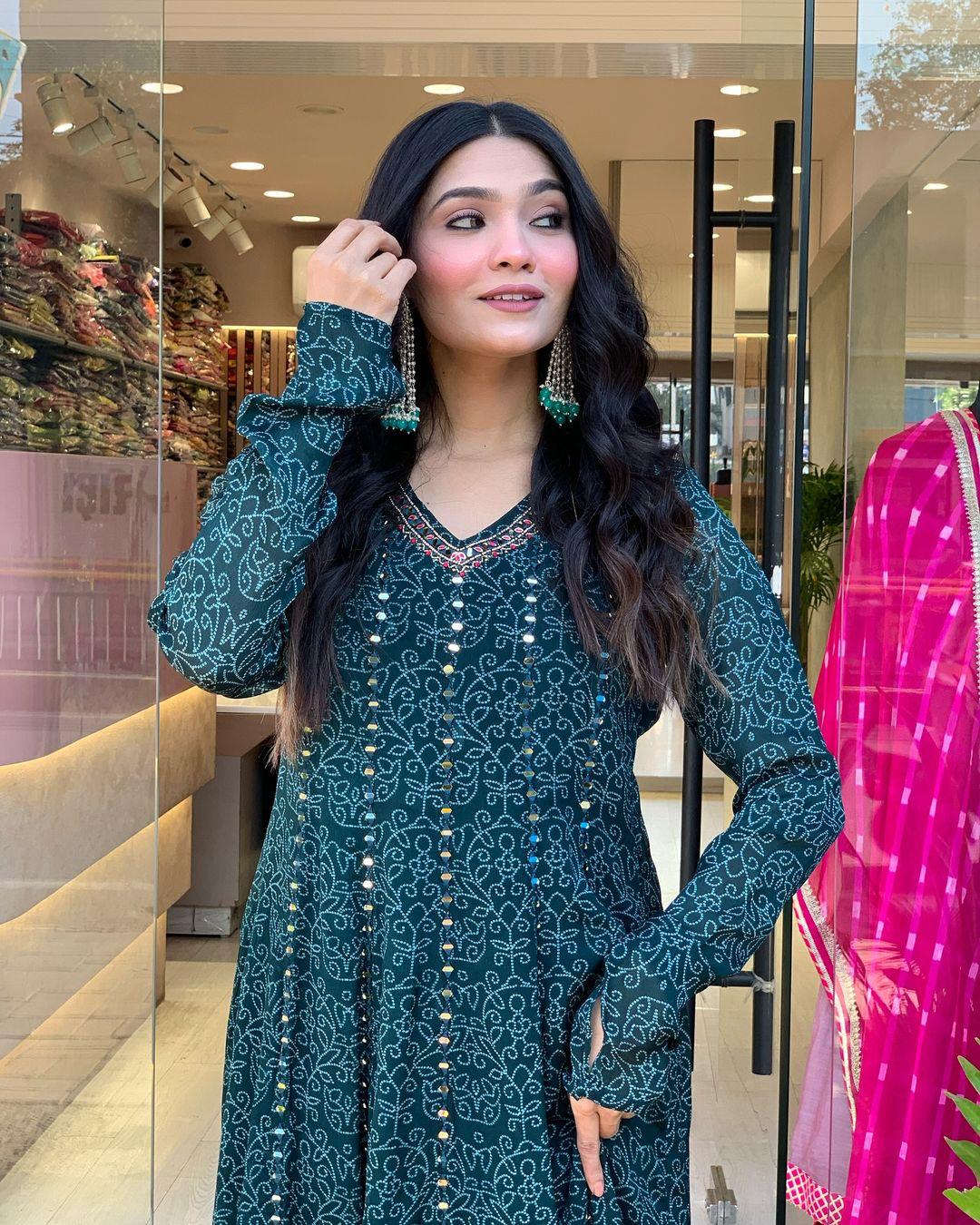 Dark Teal Muslin Embroidered Kurti with Chiffon Dupatta