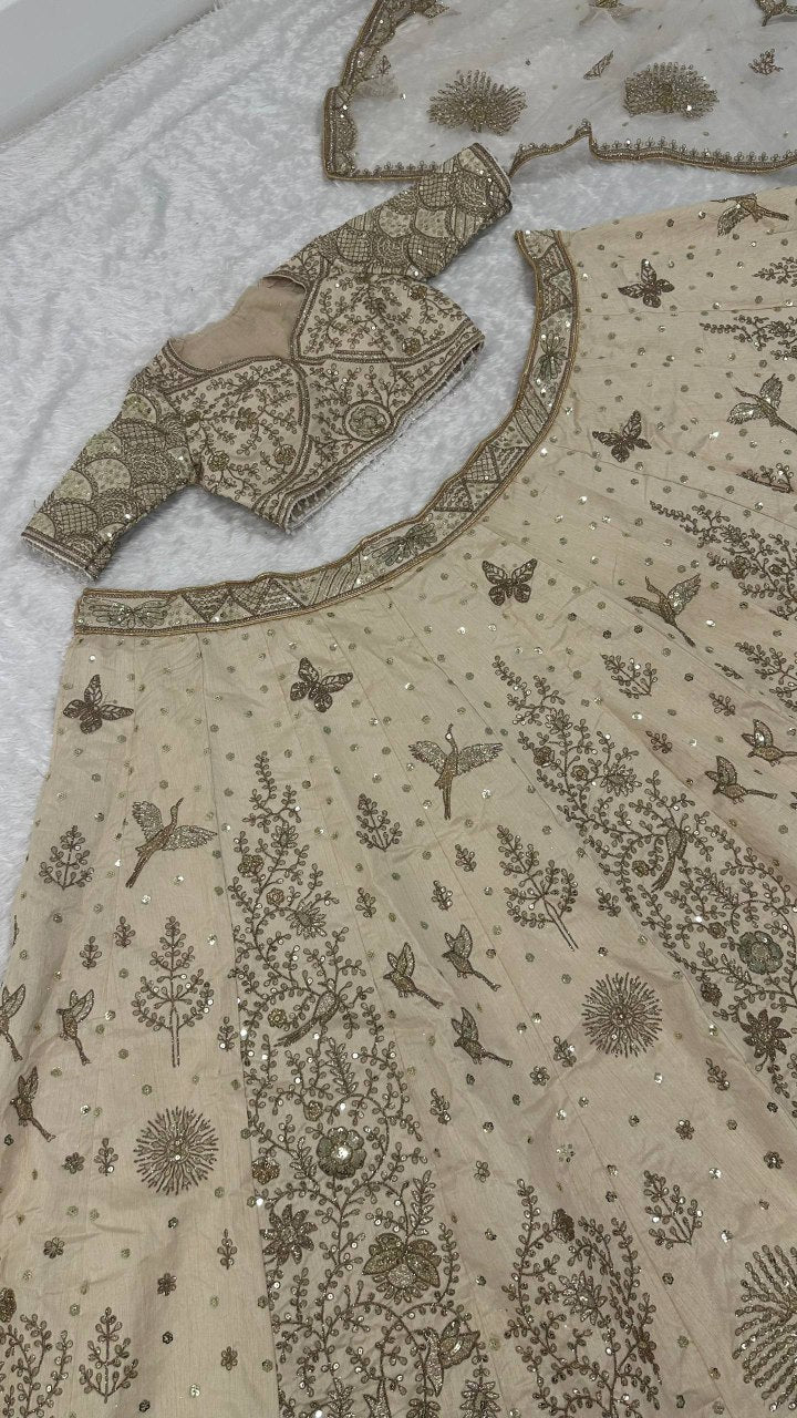 Golden Wedding Guest Lehenga Choli - Classic Indian Design