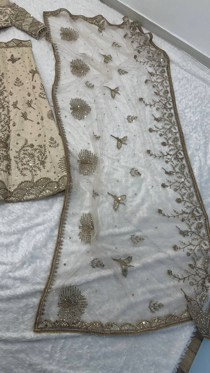 Golden Wedding Guest Lehenga Choli - Classic Indian Design