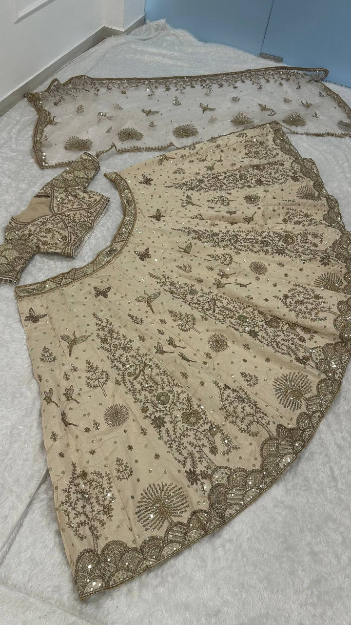 Golden Wedding Guest Lehenga Choli - Classic Indian Design