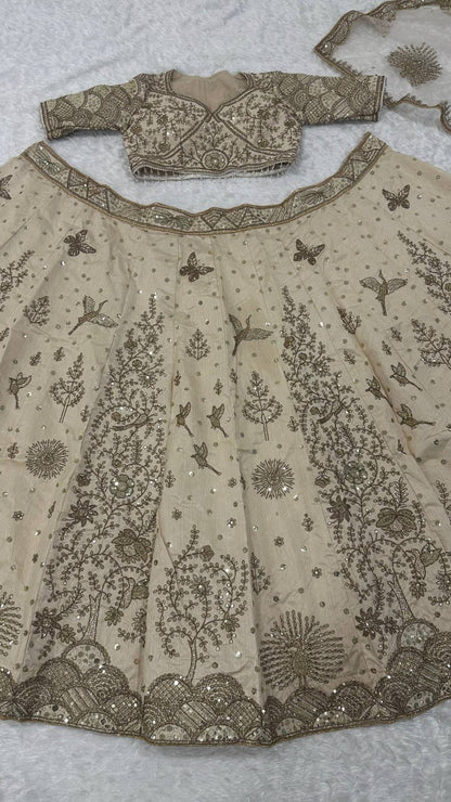 Golden Wedding Guest Lehenga Choli - Classic Indian Design