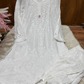 White Lucknow Chikankari Rayon Dhoti Kurti Set
