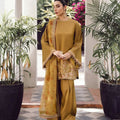 Mustard Olive Designer French Crepe Silk Farshi Salwar Suit Set
