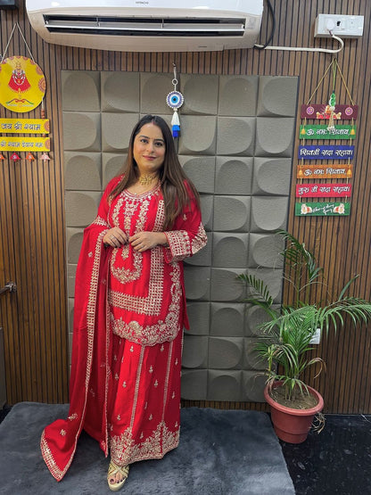 Red Karwa Chauth Designer Suit Set (Limited Stock)