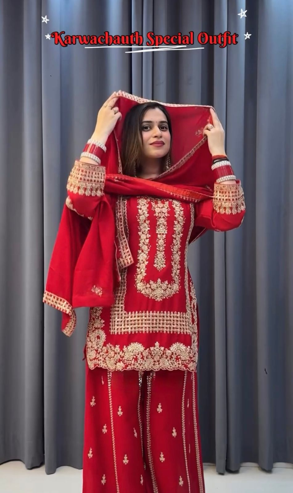 Red Karwa Chauth Designer Suit Set (Limited Stock)