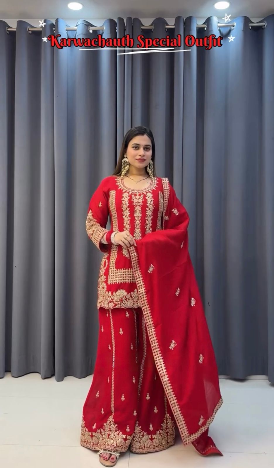 Red Karwa Chauth Designer Suit Set (Limited Stock)