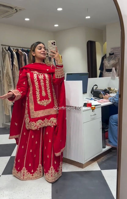 Red Karwa Chauth Designer Suit Set (Limited Stock)