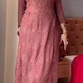 Elegant Dusty Rose Viscose Chikankari Kurti Set with 3D Handwork Inner included