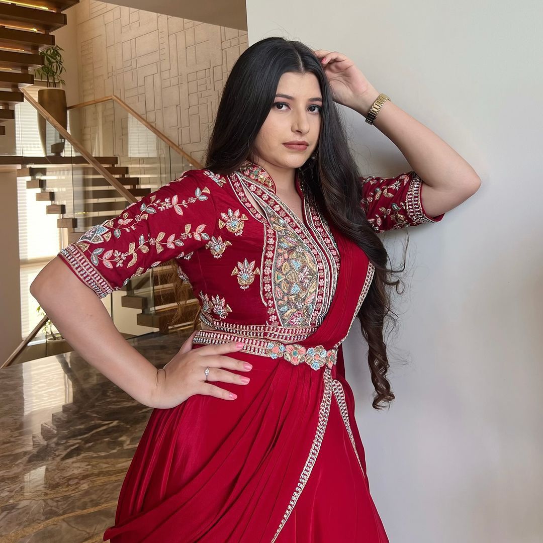 Red Karwa Chauth Special Fiyona Silk Lehenga Saree (Limited Stock)