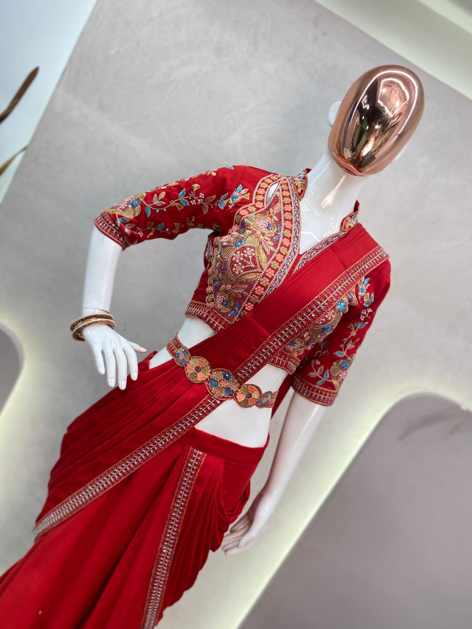 Red Karwa Chauth Special Fiyona Silk Lehenga Saree (Limited Stock)