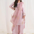 Light Pink Designer Natural Crepe Silk Sequin Embroidered Suit Set with Organza Dupatta