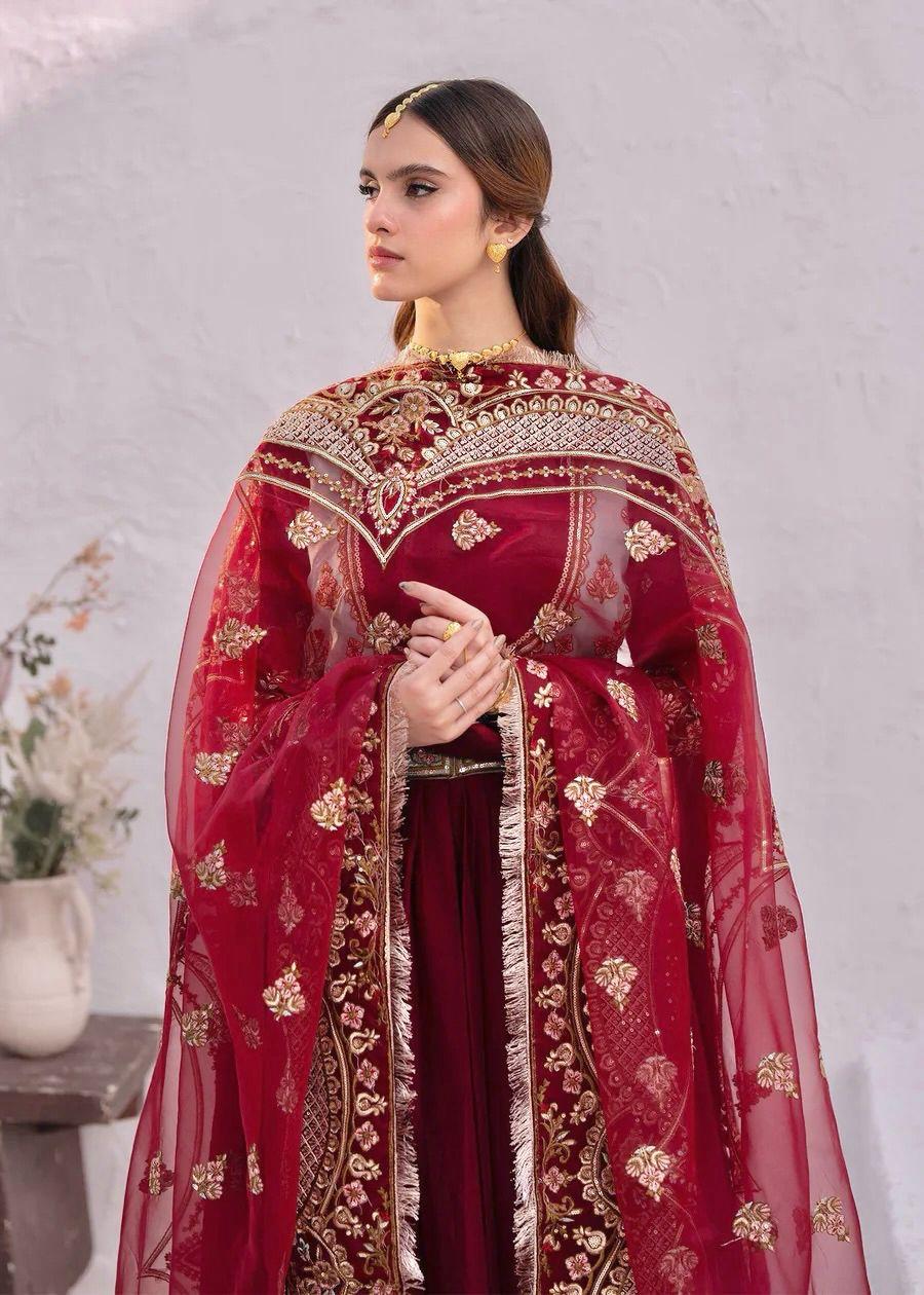 Maroon Designer Georgette Sequin Embroidered Gown with Dupatta (Double Layer Flair)