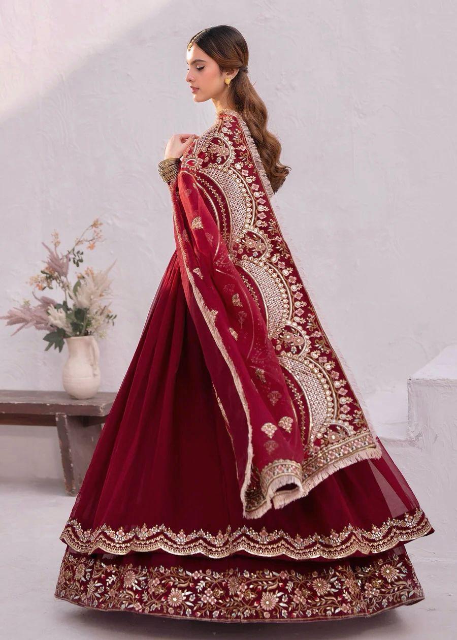 Maroon Designer Georgette Sequin Embroidered Gown with Dupatta (Double Layer Flair)