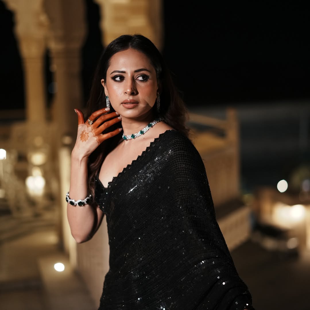 Black Georgette Sequin Embroidery Saree with Mono Silk Blouse