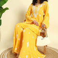 Yellow Lucknowi Chikankari Modal Short Kurta & Gharara Set
