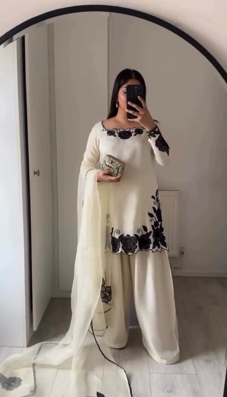 The Pearl Ivory Edit: White Silk Farshi Salwar Suit