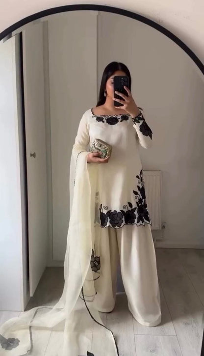 The Pearl Ivory Edit: White Silk Farshi Salwar Suit