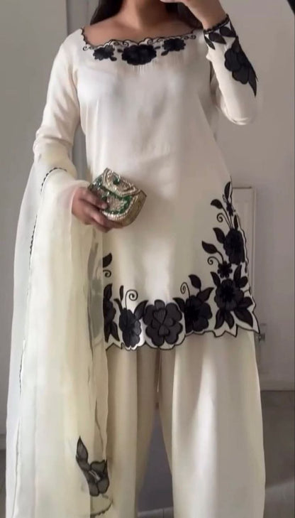 The Pearl Ivory Edit: White Silk Farshi Salwar Suit