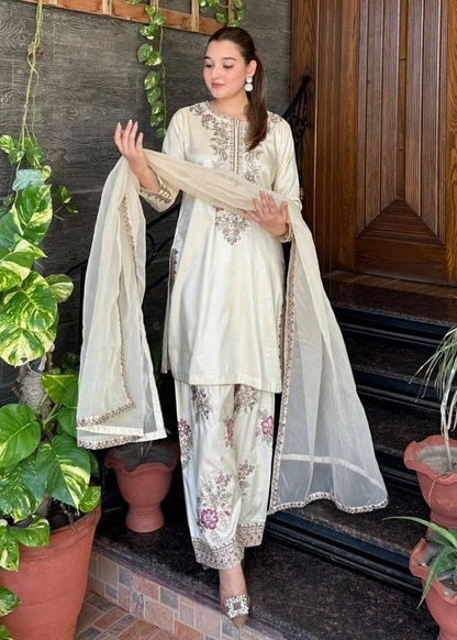 Elara French Crepe Farshi Salwar Suit Set