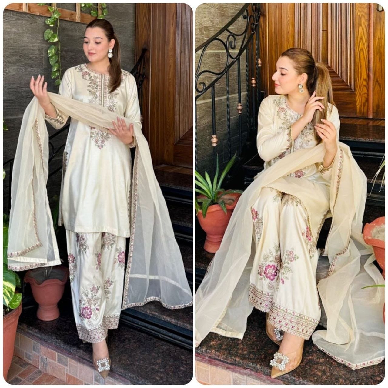Elara French Crepe Farshi Salwar Suit Set