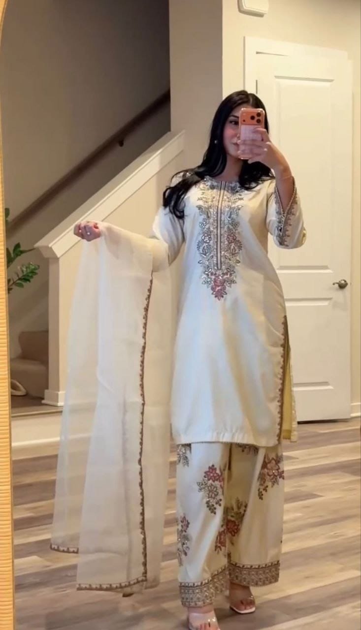 Elara French Crepe Farshi Salwar Suit Set