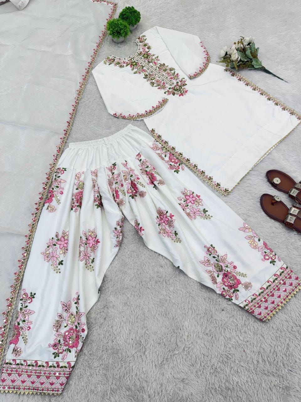 Elara French Crepe Farshi Salwar Suit Set