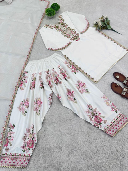 Elara French Crepe Farshi Salwar Suit Set