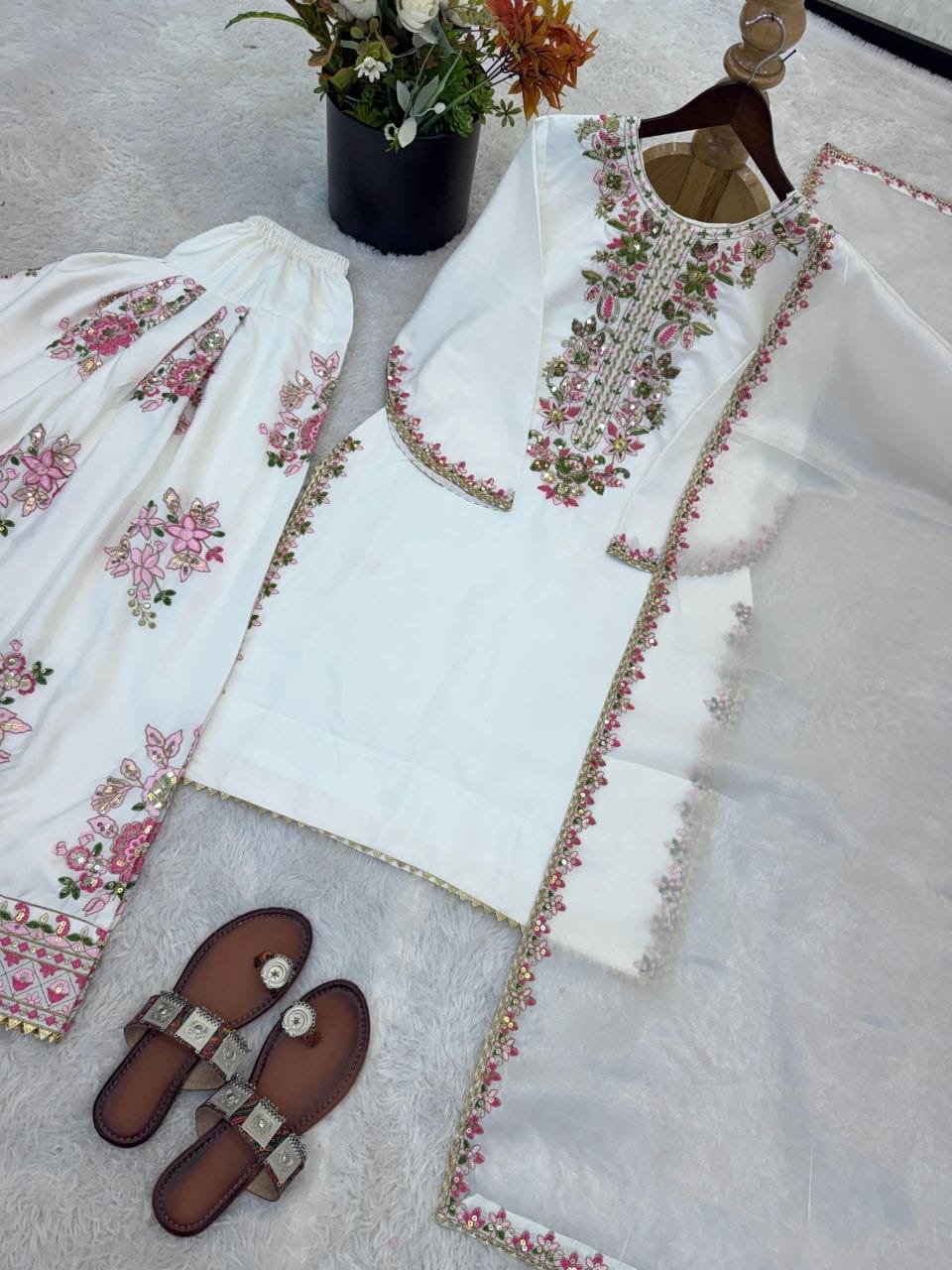 Elara French Crepe Farshi Salwar Suit Set