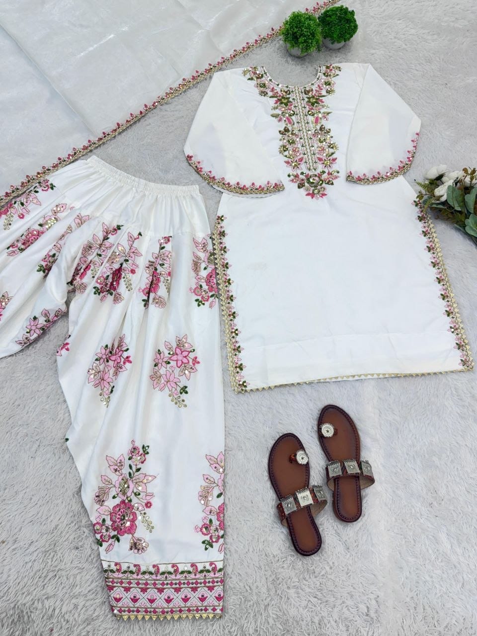 Elara French Crepe Farshi Salwar Suit Set