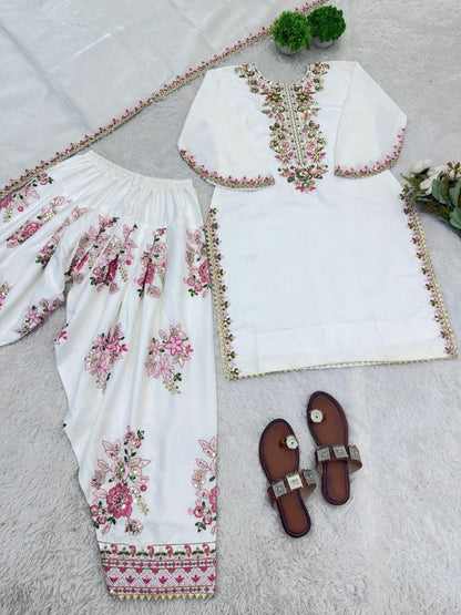 Elara French Crepe Farshi Salwar Suit Set